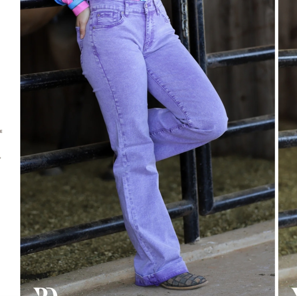 RANCH DRESS'N Fallon Taylor Signature "Amethyst" purple trouser jeans sz XS
